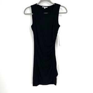 Good American Black Sleeveless Bodycon Ruched Mini Dress Women's Size 0 NWT